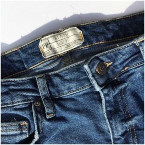 Free People Color Block Flare Leg Ankle Crop Jeans - Picture 2 of 6